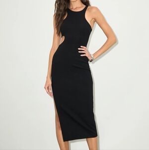 Lulu's Black Bodycon Cutout Midi Dress